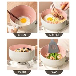 Chảo Lòng Sâu 18cm, Chống Dính Đáy Từ, Nồi Nấu Bột Cho Bé Đa Năng Đa Năng - Vân Đá Ceramic 7