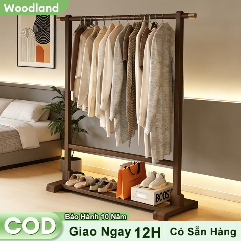 Giá Treo Quần Áo Kệ Treo Đồ Cổ Điển 2 Tầng Đa Năng Phù Hợp Mọi Không Gian Di Chuyển Dễ Dàng