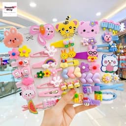 Vỉ 14 kẹp tóc sắc màu siêu yêu cho bé 8