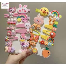 Vỉ 14 kẹp tóc sắc màu siêu yêu cho bé 5