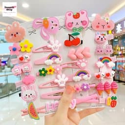 Vỉ 14 kẹp tóc sắc màu siêu yêu cho bé 7