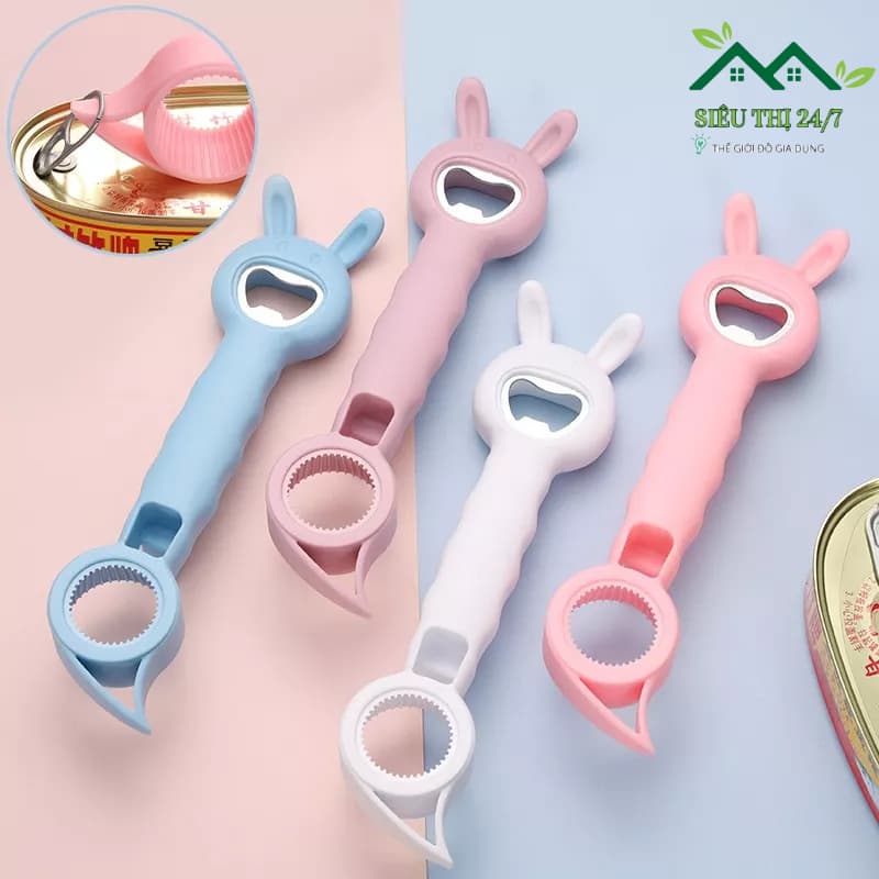 Dụng Cụ Mở Nắp Chai Đa Chức Năng 4in1, Dụng Cụ Mở Nắp Hộp Mở Nắp Lon Hình Thỏ Siêu Dễ Thương 88389 SIÊU THỊ 24/7