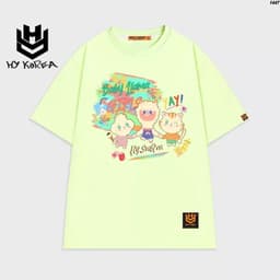 Áo thun tay lỡ HY KOREA Cừu Lama 1447 form rộng cotton 75 unisex 1