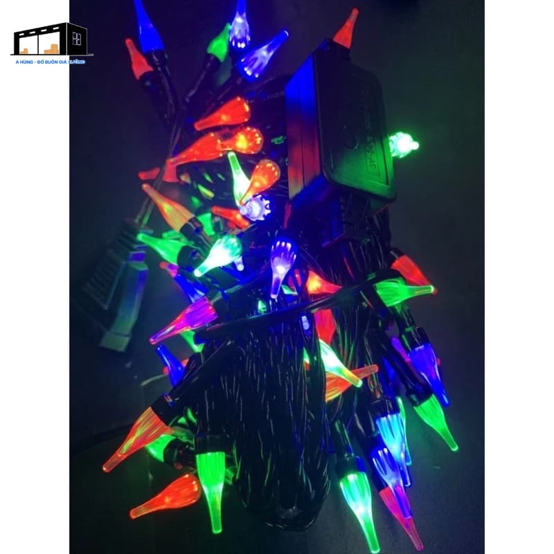 Đèn Nháy Nhọn Nhiều Màu Dây Đen Dài 8M