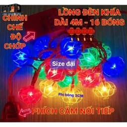 Dây Led Lồng Đèn 4M 16 bóng Đại nháy nhiều chế độ trang trí Tết [Phi bóng 3cm] 1