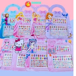 Dán móng tay giả trẻ em có gắn keo và tấm sticker dán móng hình công chúa cho bé, Quà tặng cho bé gái 3
