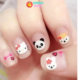 Dán móng tay giả trẻ em có gắn keo và tấm sticker dán móng hình công chúa cho bé, Quà tặng cho bé gái 5