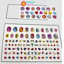 Dán móng tay giả trẻ em có gắn keo và tấm sticker dán móng hình công chúa cho bé, Quà tặng cho bé gái 4