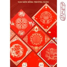 Dụng Cụ Thư Pháp [PHỦ SÁP-35 MẪU] 20 tờ Giấy Xuyến Chỉ Vuông Đỏ Viết Chữ Hoa Văn Loại Đẹp 1