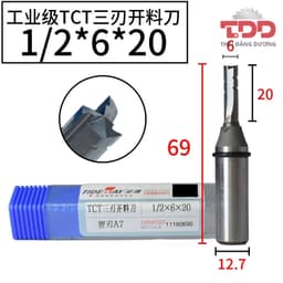 Mũi phay gỗ, dùng cho máy cắt CNC, hợp kim 3 me khứa 6mm, chuôi 1/2 2
