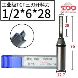 Mũi phay gỗ, dùng cho máy cắt CNC, hợp kim 3 me khứa 6mm, chuôi 1/2 3