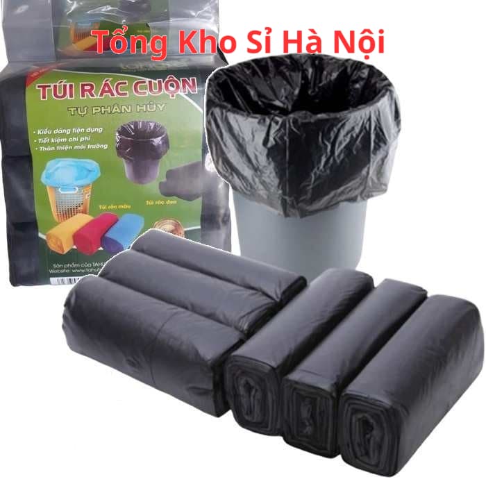 Set 3 Cuộn Túi Rác Tự Phân Hủy - Bao Rác Đen Kích Thước Lớn 55*65 cm