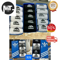 Sét 5 Đôi Tất A DI ĐÁT có 3 Màu Đen , Trắng , Xám 3