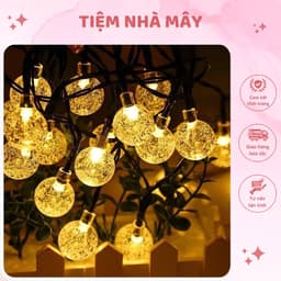 Dây Đèn Trang Trí Bóng Trứng Đèn Bi Bọt Dài 10m, Bóng Đèn Tròn Trang Trí Trong Nhà, Ngoài Trời Chống Nước, Chống Va Đập 1