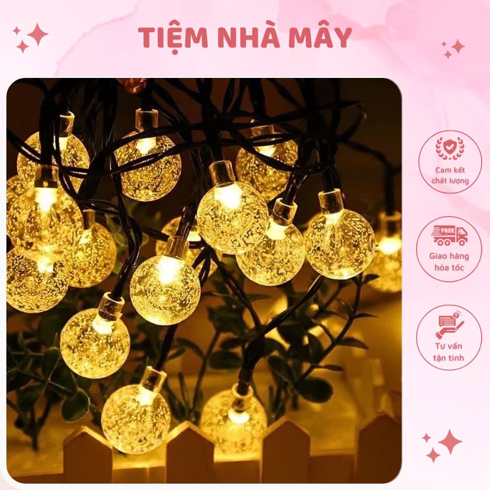 Dây Đèn Trang Trí Bóng Trứng Đèn Bi Bọt Dài 10m, Bóng Đèn Tròn Trang Trí Trong Nhà, Ngoài Trời Chống Nước, Chống Va Đập