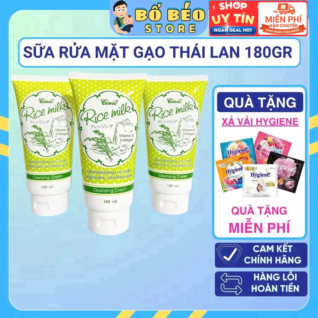 Sữa Rửa Mặt Gạo Rice Milk Thái Lan 180g Làm Sáng Da, Sạch Sâu, Ngừa Lão Hóa