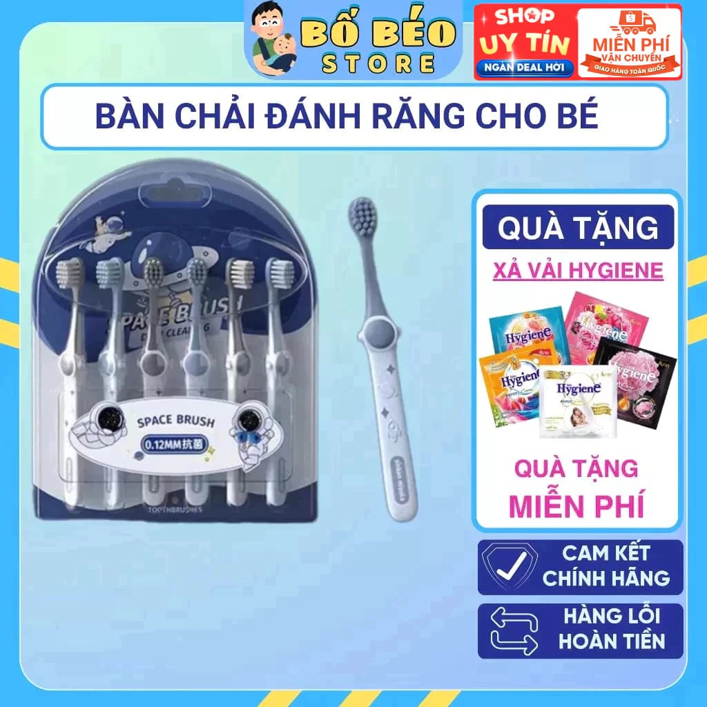 Bàn Chải Đánh Răng Phi Hành Gia Cho Bé 3-12 Tuổi Sợi Siêu Mềm 0.12mm, Siêu Dễ Thương
