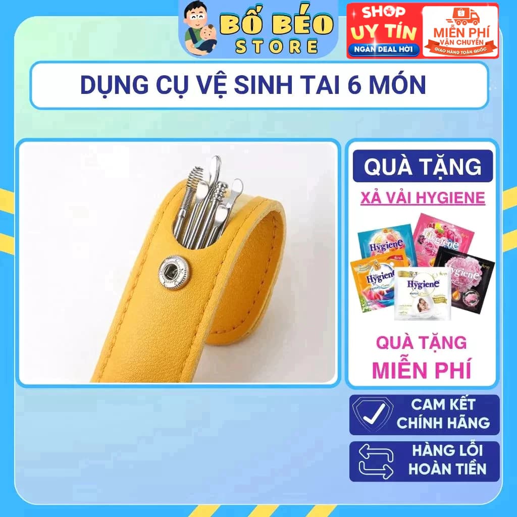 Bộ Dụng Cụ Ngoáy Tai Inox 6 Món Lấy Ráy Tai Mát Xa Tai Làm Sạch Tai Hiệu Quả