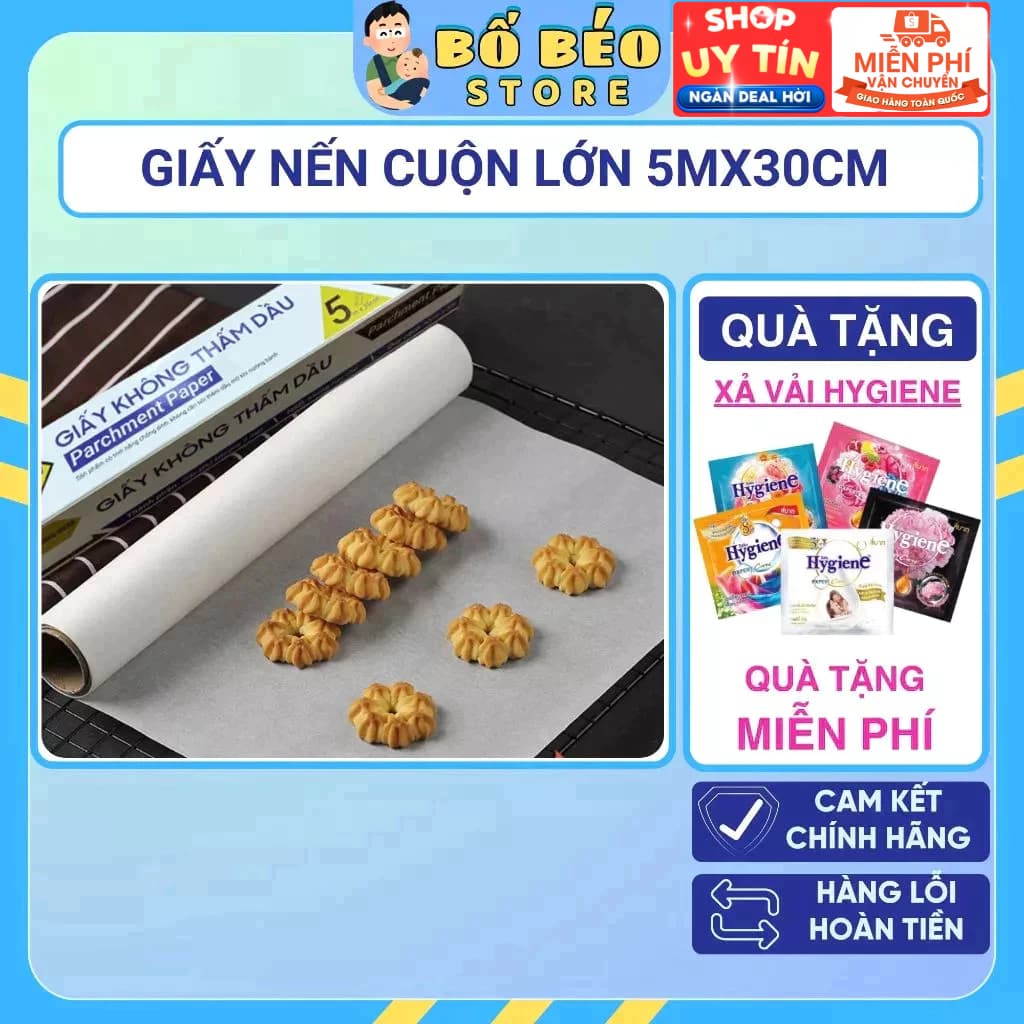 Giấy Nến Cuộn Lớn 5m x 30cm, Lót Nồi Chiên Không Dầu, Làm Bánh, Gói Hoa