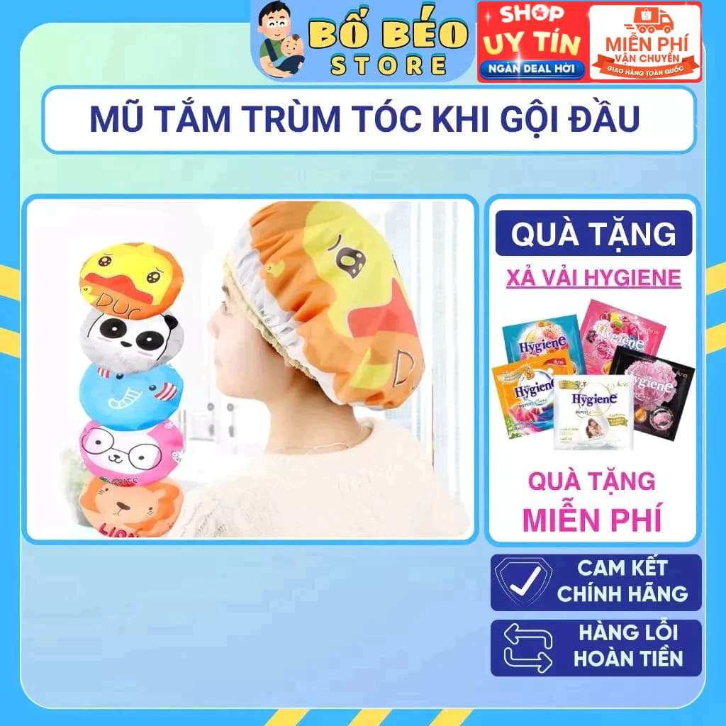 Mũ Tắm Trùm Tóc Đội Đầu Bạn Gái Hoạt Hình - Nón Tắm Hình Thú Tránh Ướt Tóc - Mũ Chụp Ủ Tóc Có Thun
