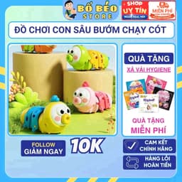 Đồ chơi con sâu bướm chạy cót size lớn, miệng thu vào ngộ nghĩnh, đồ chơi tăng cường vận động tinh cho bé, nhựa ABS 1