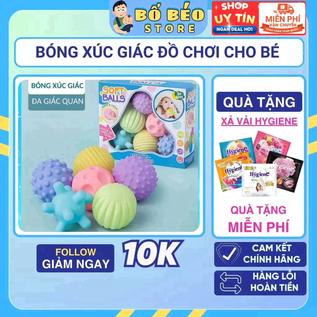 Bóng xúc giác, đồ chơi cầm nắm giúp bé phát triển giác quan thính giác, thị giác, xúc giác, bóp tạo tiếng kêu chút chít