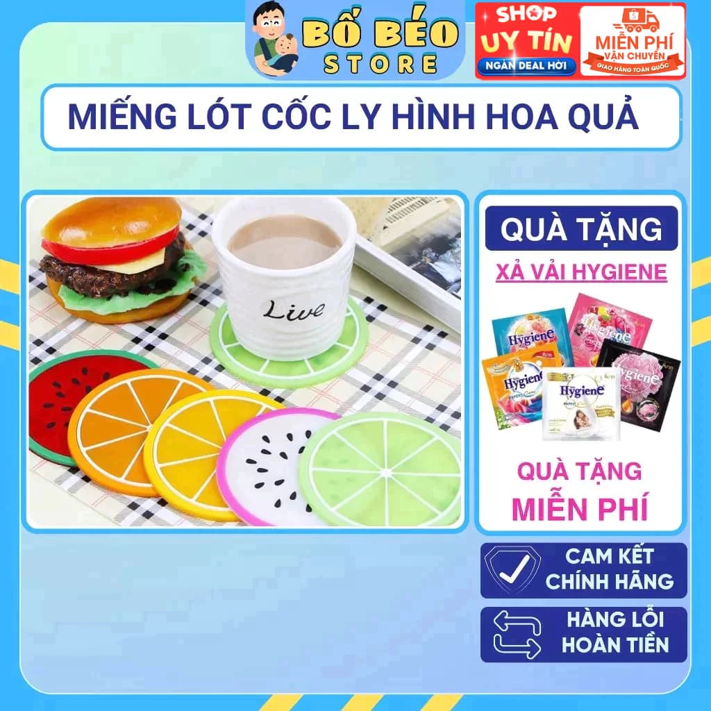 Miếng Lót Cốc Lót Ly Hình Lát Hoa Quả Trái Cây