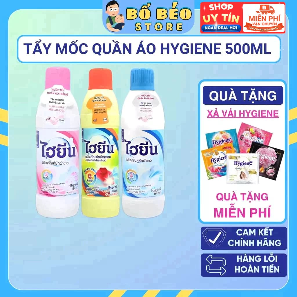 Tẩy Mốc Quần Áo Hygiene Nước Tẩy Trắng Quần Áo Trắng và Màu 500ml Thái Lan