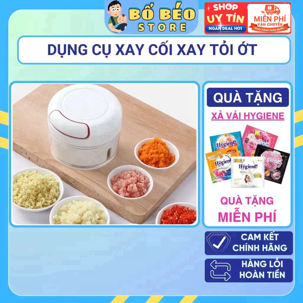 Dụng Cụ Xay  Cối Xay Tỏi Ớt V615 - Rút Dây Mẫu Mới Nhựa Cao Cấp - Lưỡi Thép