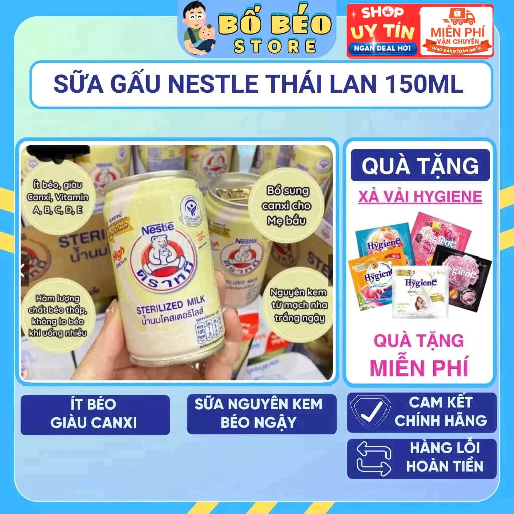 Sữa tươi NESTLE gấu Thái Lan 150ml nguyên kem hỗ trợ tăng cân tăng chiều cao