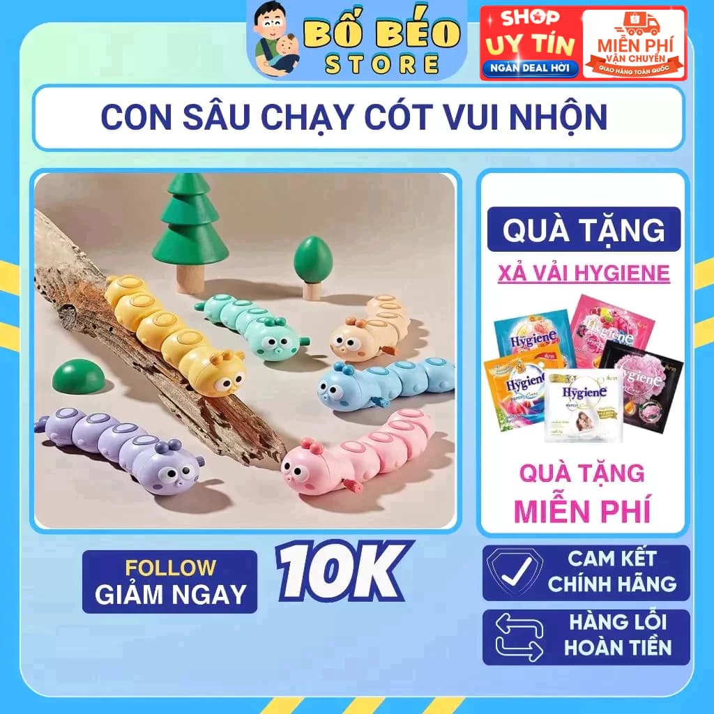 Đồ chơi con sâu chạy cót vui nhộn đáng yêu cho bé, chạy đà bằng dây cót,chất liệu nhựa ABS an toàn cho bé