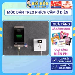Combo Móc Dán Chân Không Treo Phích Cắm Ổ Điện Móc Dính Đỡ Điện Thoại Khi Sạc 1