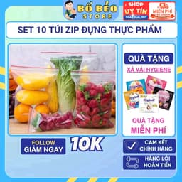 Set 10 Túi Zip Đựng Thực Phẩm Bảo Quản Thức Ăn Đồ Khô Đồ Tươi Sống Trong Tủ Lạnh An Toàn Tái Sử Dụng 1