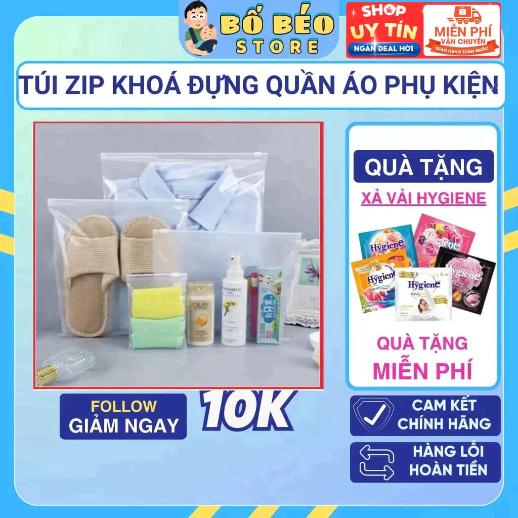 Túi Zip Khoá Đựng Quần Áo, Phụ Kiện Dẻo Dai, Bền, Tiện Dụng