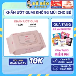 [Gói 100 Tờ]Khăn ướt Gumi không mùi, ngăn ngừa hăm cho bé gói 1