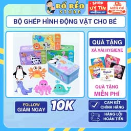 Bộ 6 tranh ghép cho bé 3-6 mảnh có hộp sắt gỗ Puzzle cao cấp 1