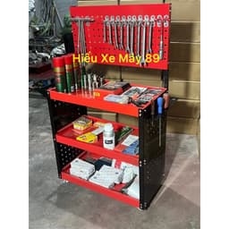 [HOT] Xe đẩy dụng cụ 3 tầng 15kg, Kệ để đồ dùng cơ khí 3 tầng có bánh xe, giá treo đồ kèm 20 móc treo bộ phụ kiện đầy đủ 1