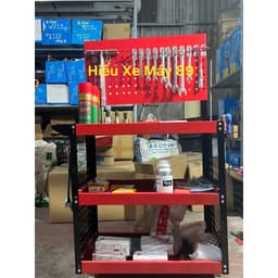 [HOT] Xe đẩy dụng cụ 3 tầng 15kg, Kệ để đồ dùng cơ khí 3 tầng có bánh xe, giá treo đồ kèm 20 móc treo bộ phụ kiện đầy đủ 2