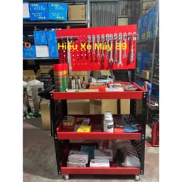 [HOT] Xe đẩy dụng cụ 3 tầng 15kg, Kệ để đồ dùng cơ khí 3 tầng có bánh xe, giá treo đồ kèm 20 móc treo bộ phụ kiện đầy đủ 3
