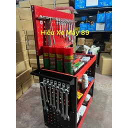 [HOT] Xe đẩy dụng cụ 3 tầng 15kg, Kệ để đồ dùng cơ khí 3 tầng có bánh xe, giá treo đồ kèm 20 móc treo bộ phụ kiện đầy đủ 4