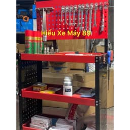 [HOT] Xe đẩy dụng cụ 3 tầng 15kg, Kệ để đồ dùng cơ khí 3 tầng có bánh xe, giá treo đồ kèm 20 móc treo bộ phụ kiện đầy đủ 6