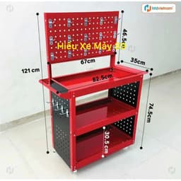 [HOT] Xe đẩy dụng cụ 3 tầng 15kg, Kệ để đồ dùng cơ khí 3 tầng có bánh xe, giá treo đồ kèm 20 móc treo bộ phụ kiện đầy đủ 7