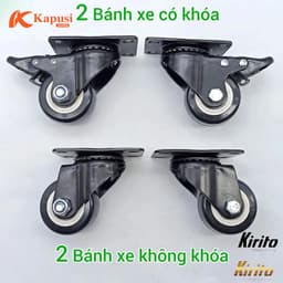Bộ 4 Bánh xe đẩy hàng cao su bọc nhựa 40mm - 50mm chịu tải tốt, lắp xe đẩy hàng, xe kéo 2
