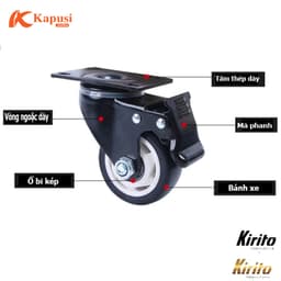Bộ 4 Bánh xe đẩy hàng cao su bọc nhựa 40mm - 50mm chịu tải tốt, lắp xe đẩy hàng, xe kéo 5