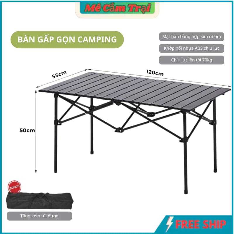 bàn camping gấp gọn, dã ngoại du lịch cắm trại  gọn nhẹ tiện lợi, bàn xếp gấp gọn bằng hợp kim cacbon sơn tĩnh điện