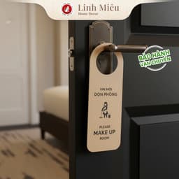 Thẻ dọn phòng khách sạn song ngữ Anh Việt - dáng tròn (PVC cán mờ) | Bảng treo cửa nhà nghỉ homestay 1