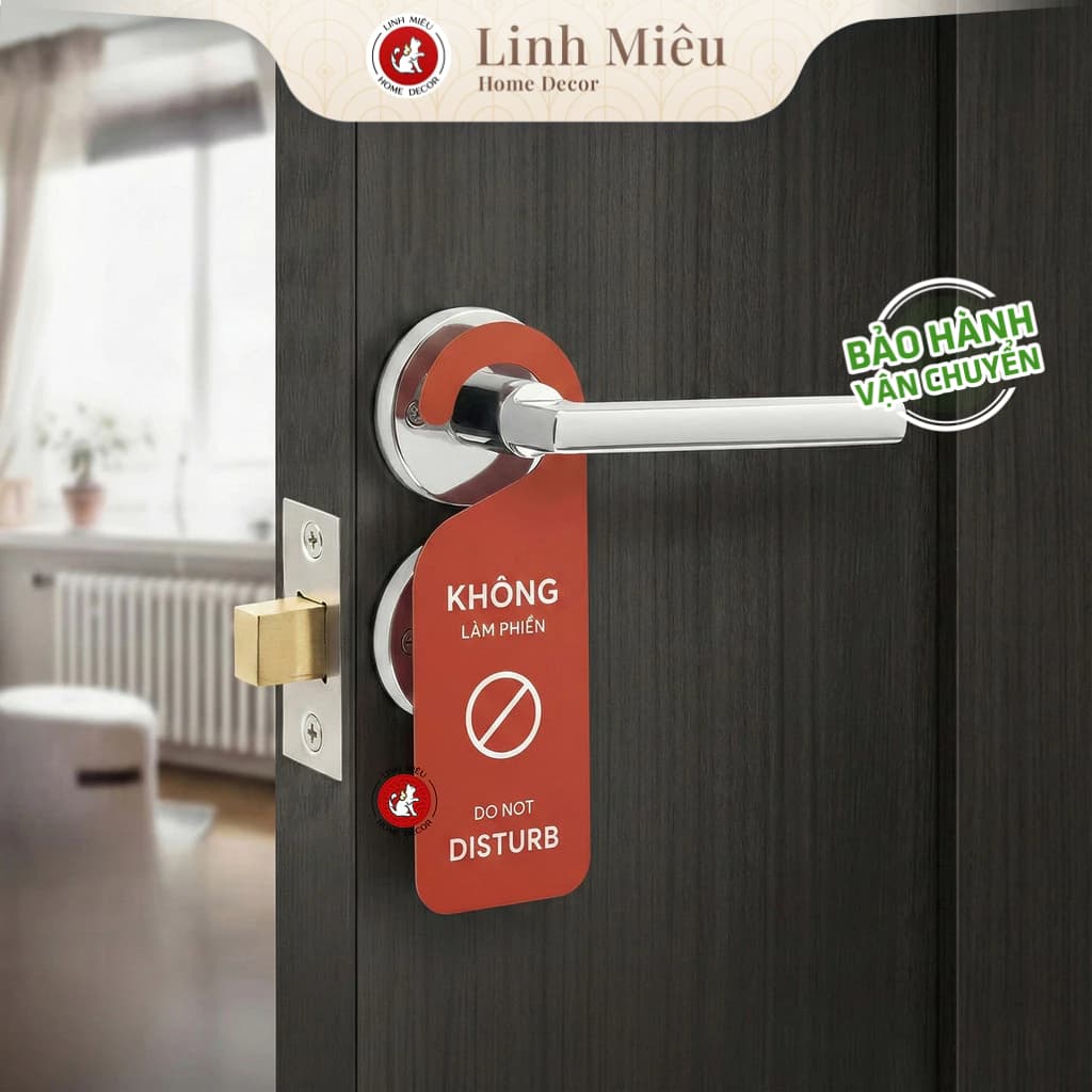 Thẻ dọn phòng, treo cửa khách sạn, homestay, resort 2 mặt song ngữ Anh Việt - PVC cán mờ, không bám vân tay, dáng móc