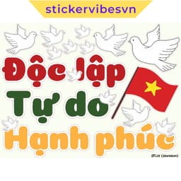 Decal Sticker, Peace Dove & Flag & "Độc lập, Tự do, Hạnh phúc", Decor Lễ 30/4-1/5, 2/9, Kính, cửa hàng, Laptop, SFL21 2
