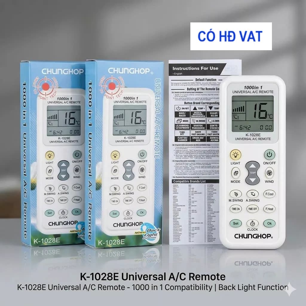 Remote đa năng máy lạnh CHUNGHOP – Điều khiển thay thế hầu hết các dòng máy lạnh GH-GI01 dùng AA3.7V