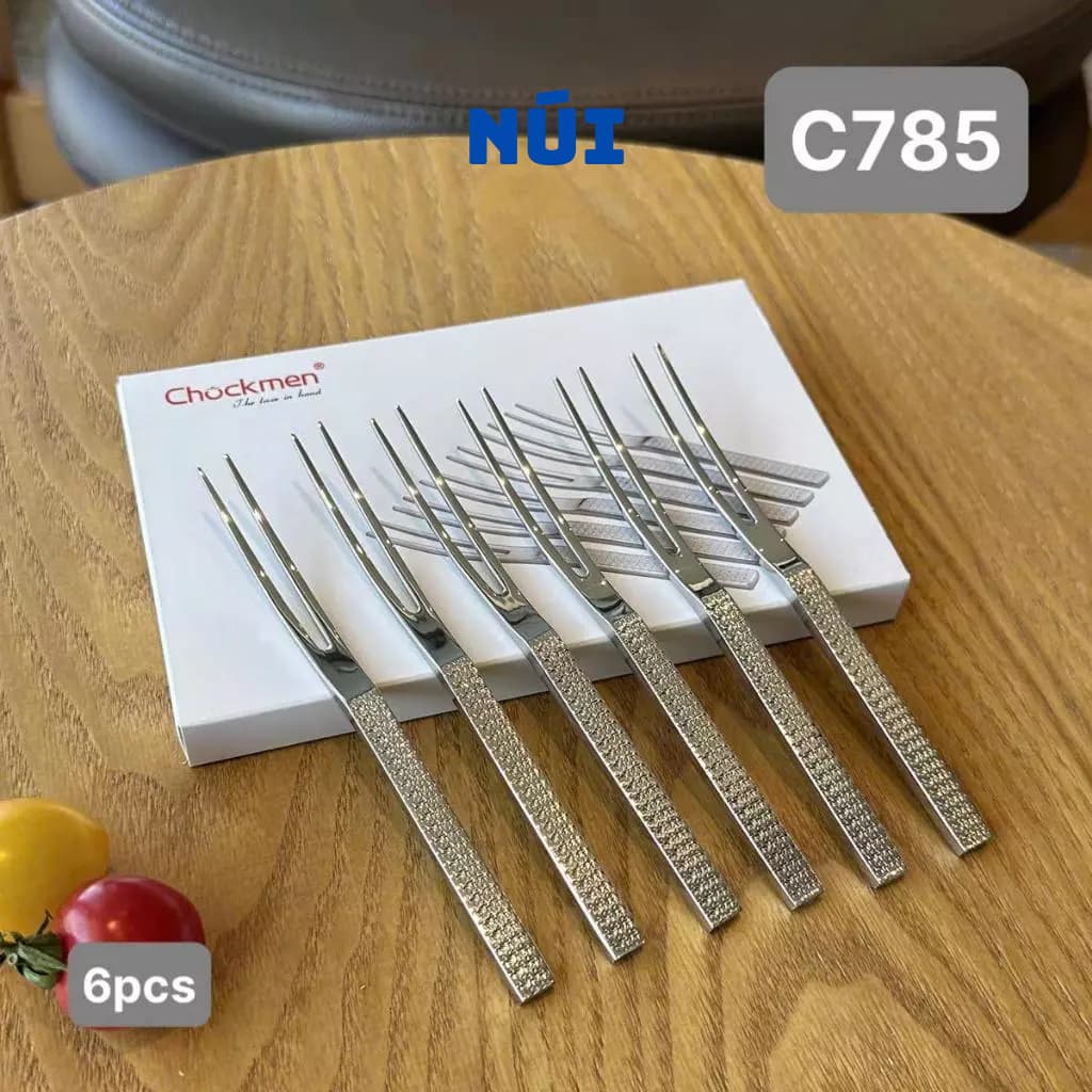 Set 6 Dĩa Trái Cây, Hoa Quả Vân Đá Chockmen Inox 18/10 C785 CKM-AL785 Cao Cấp
